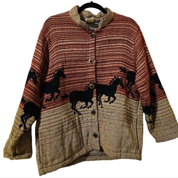 SUGAR STREET WEAVERS Horse Print Tapestry Jacket - One Size - Picture 1 of 10